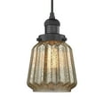 thumbnail image 1 of Innovations Lighting 201C-BK-G146 Chatham-1 Light Mini Pendant in Art Deco Style-6 Inches Wide by 11 Inches High   Matte Black Finish with Mercury Glass, 1 of 4