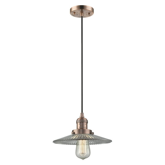 innovations halophane 1 light mini pendant - antique copper - 201c-ac-g2