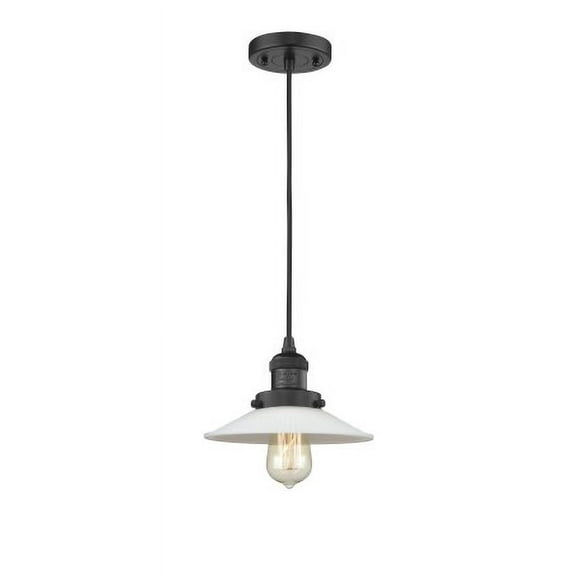 Innovations Lighting 201C Halophane Halophane 9" Wide Mini Pendant - Matte Black / Matte