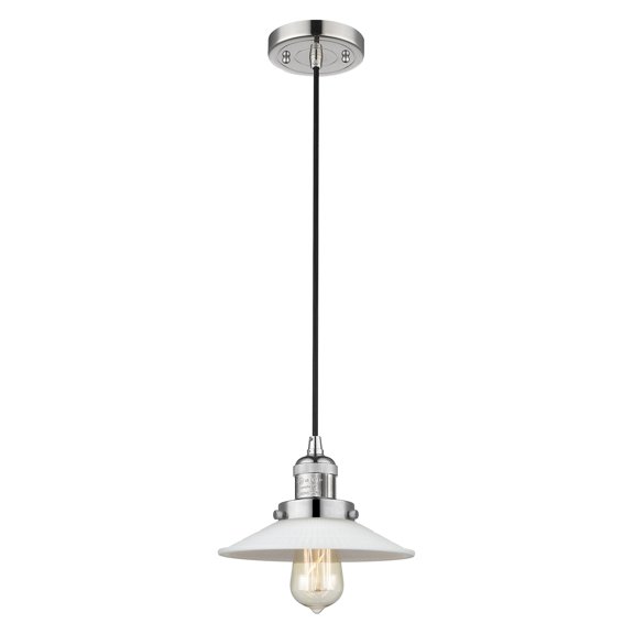 Innovations Lighting 201C Halophane Halophane 9" Wide Mini Pendant - Polished Nickel /