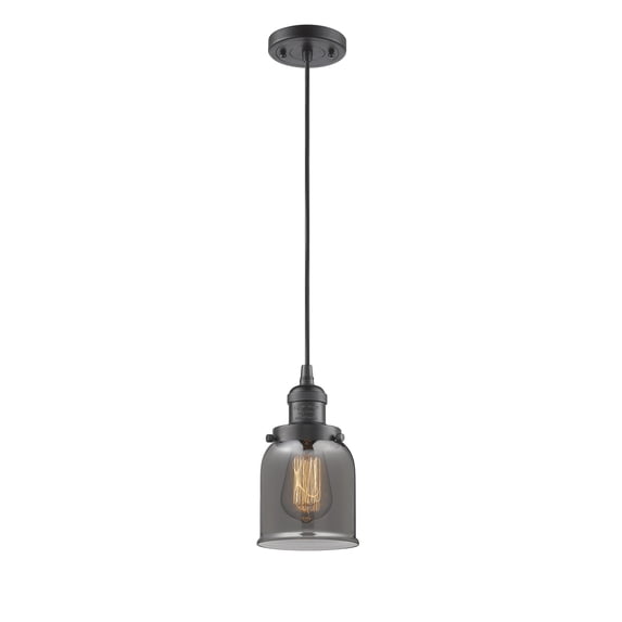 Innovations Lighting 201C-OB-G53-LED Small Bell-3.5W 1 LED Mini Pendant in Traditional Style-5 Inches Wide by 10 Inches High Oil Rubbed Bronze Finish with Plated Smoke Glass