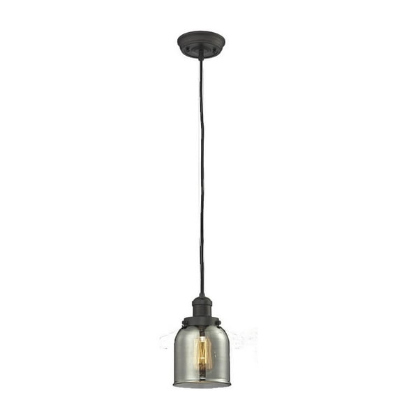 Innovations Lighting 201C-OB-G53 One Light Small Bell Cord Pendant-5 Inches Wide by 10 Inches High   Oiled Rubbed Bronze Finish with Smoked Glass