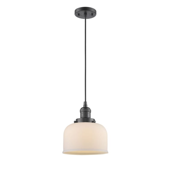 Innovations Lighting 201C-OB-G71 One Light Large Bell Cord Pendant-8 Inches Wide by 10 Inches High Oiled Rubbed Bronze Finish with Matte White Cased Glass