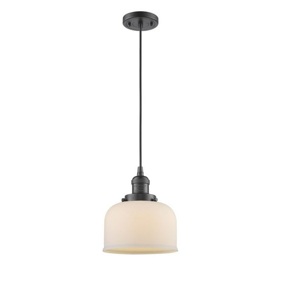 Innovations Lighting 201C-OB-G71 One Light Large Bell Cord Pendant-8 Inches Wide by 10 Inches High   Oiled Rubbed Bronze Finish with Matte White Cased Glass