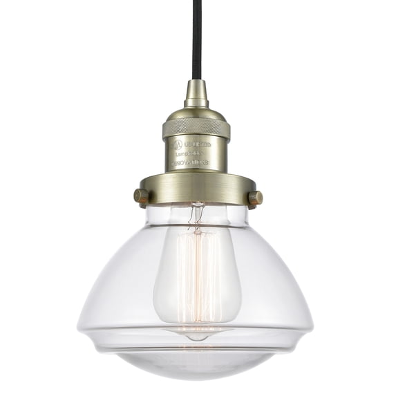 Innovations Lighting 201C-AB-G322 Olean 7" Wide Mini Cord Hung Pendant - Brass