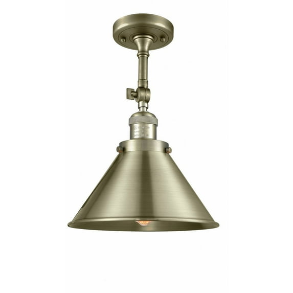 201F-AB-M10-AB Innovations Lighting Briarcliff - 1 Light Semi-Flush Mount In Traditional Style-13 Inches Tall and 10 Inches Wide-Antique Brass Finish