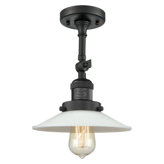 Innovations Lighting 201F-BK-G1 Halophane 1 Light 9" Wide Convertible Semi-Flush Ceiling