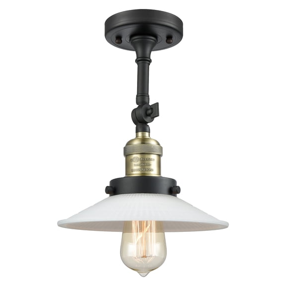 Innovations Lighting 201F-BAB-G1 Halophane 1 Light 9" Wide Convertible Semi-Flush Ceiling