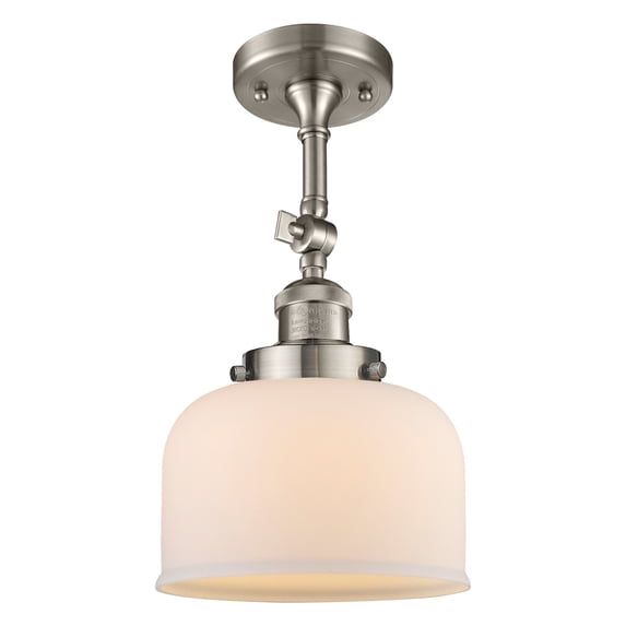 Innovations Lighting 201F Large Bell Large Bell 8" Wide Semi-Flush Ceiling Fixture - White