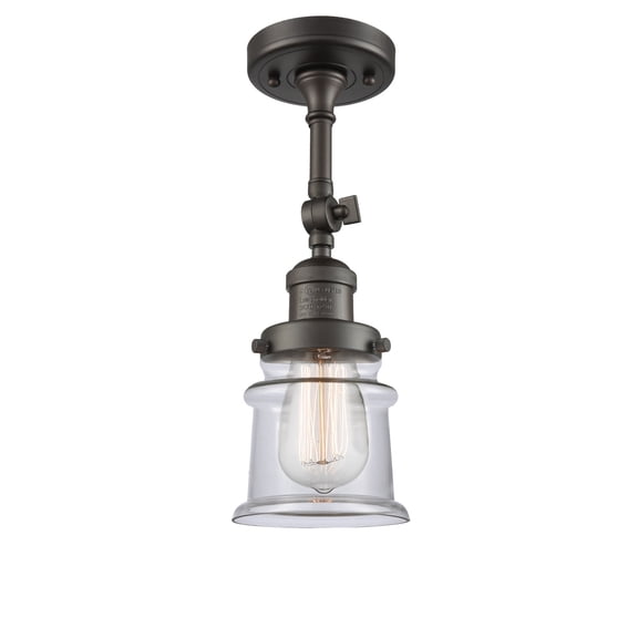 Innovations Lighting 201F-OB-G182S-LED Small Canton-3.5W 1 LED Semi-Flush Mount in Industrial Style-6 Inches Wide by 13.5 Inches High Oil Rubbed Bronze Finish with Clear Glass