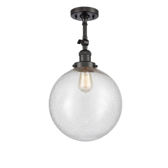Innovations Lighting 201F-OB-G204-12 XX-Large Beacon-1 Light Semi-Flush Mount in Industrial Style-12 Inches Wide by 18 Inches High   Oil Rubbed Bronze Finish with Seedy Glass