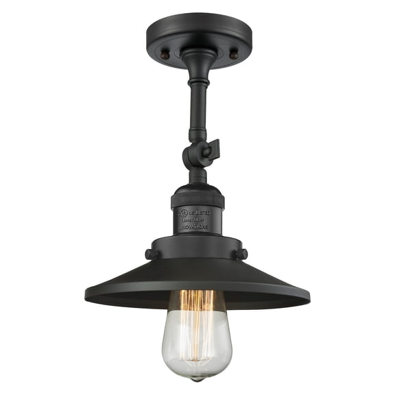 Innovations Lighting 201F-BK-M6 Railroad 1 Light 8" Wide Semi-Flush Ceiling Fixture -