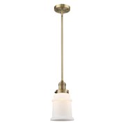 Innovations Lighting 201S-BB-G181-LED Canton-3.5W 1 LED Mini Pendant in Industrial Style-6.5 Inches Wide by 10 Inches High Brushed Brass Finish with Matte White Glass