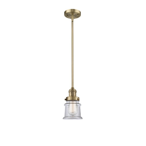 Innovations Lighting 201S-BB-G182S-LED Small Canton-3.5W 1 LED Mini Pendant in Industrial Style-6.5 Inches Wide by 10 Inches High Brushed Brass Finish with Clear Glass