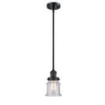 thumbnail image 1 of Innovations Lighting 201S-BK-G184S-LED Small Canton-3.5W 1 LED Mini Pendant in Industrial Style-6.5 Inches Wide by 10 Inches High   Matte Black Finish with Seedy Glass, 1 of 1