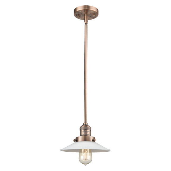 Innovations Lighting 201S Halophane Halophane 9" Wide Mini Pendant - Antique Copper /