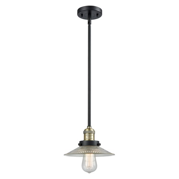 Innovations Lighting 201S Halophane Halophane 9" Wide Mini Pendant - Black / Antique Brass