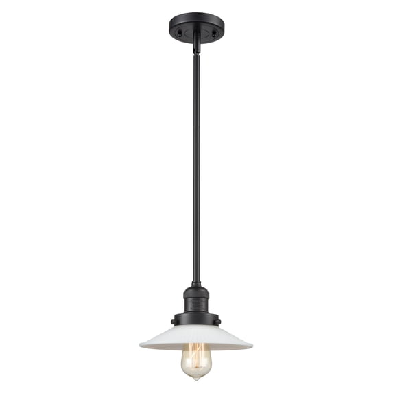 Innovations Lighting 201S-BK-G1 Halophane 9" Wide Mini Pendant - Matte Black / Matte White