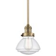 thumbnail image 1 of 201S-BB-G324-Innovations Lighting-Olean-1 Light Mini Pendant in Industrial Style-6.75 Inches Wide by 7.75 Inches High   Brushed Brass Finish with, 1 of 7