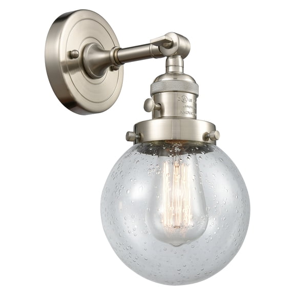 Innovations Lighting 203SW-SN-G204-6 Beacon 1 Light 12" Tall Bathroom Sconce - Nickel