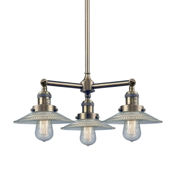 Innovations Lighting 207 Halophane Halophane 3 Light 22" Wide Chandelier - Brass
