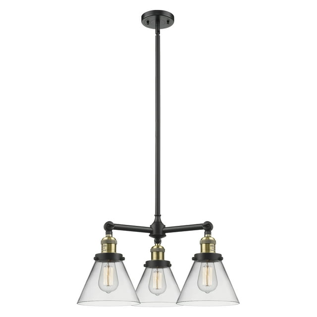 Innovations Lighting 207 Large Cone Cone 3 Light 22" Wide Commercial Chandelier - Black /