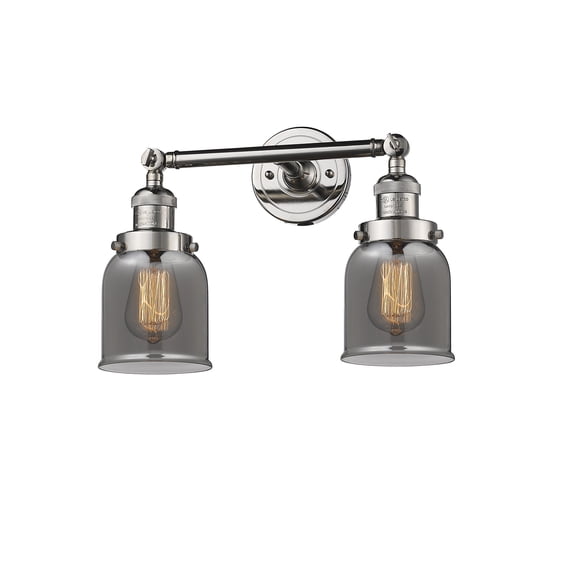Innovations Lighting 208-PN-G53-LED Small Bell-7W 2 LED Bath Vanity in Traditional Style-16 Inches Wide by 10 Inches High Polished Nickel Finish with Plated Smoke Glass