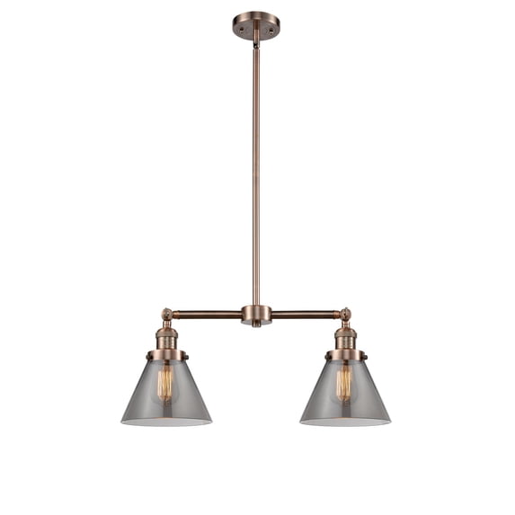 Innovations Lighting 209-AC-G43 Large Cone 2 Light 21" Wide Linear Chandelier / Semi-Flush