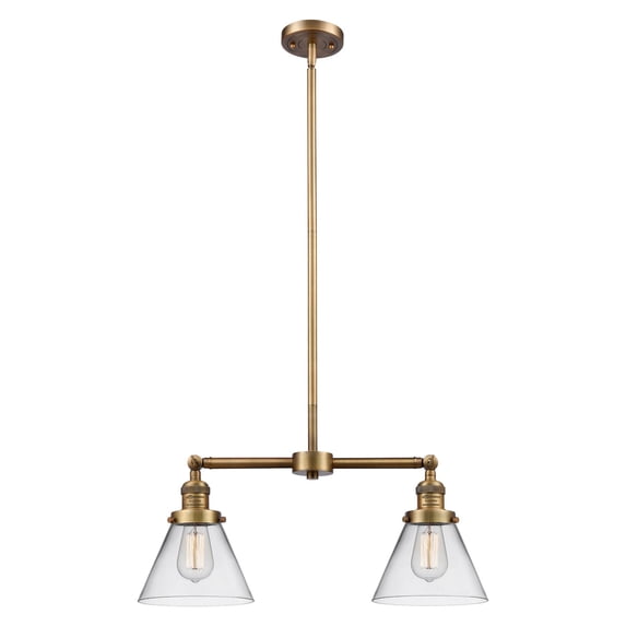 Innovations Lighting 209-BB-G42 Large Cone 2 Light 21" Wide Linear Chandelier / Semi-Flush