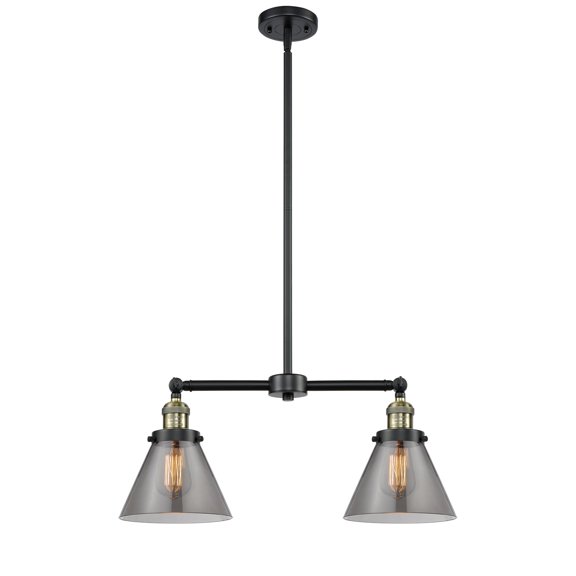 Innovations Lighting 209-BAB-G43 Large Cone 2 Light 21" Wide Linear Chandelier /