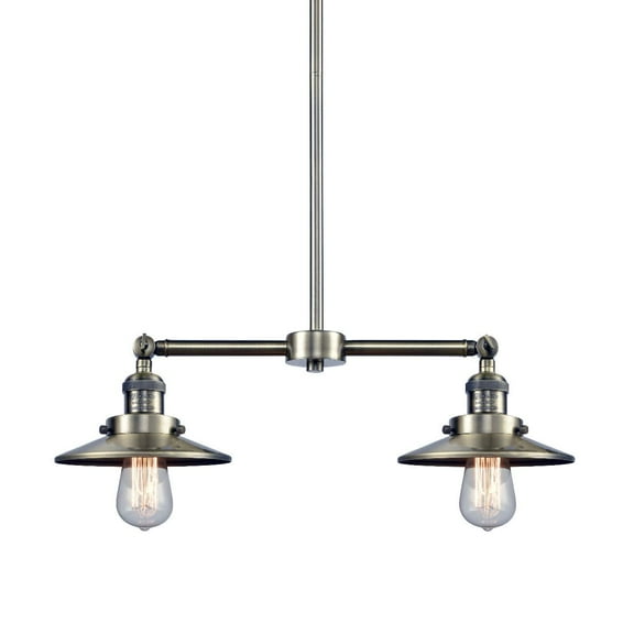 Innovations Lighting 209 Railroad Railroad 2 Light 21" Wide Linear Chandelier - Brass