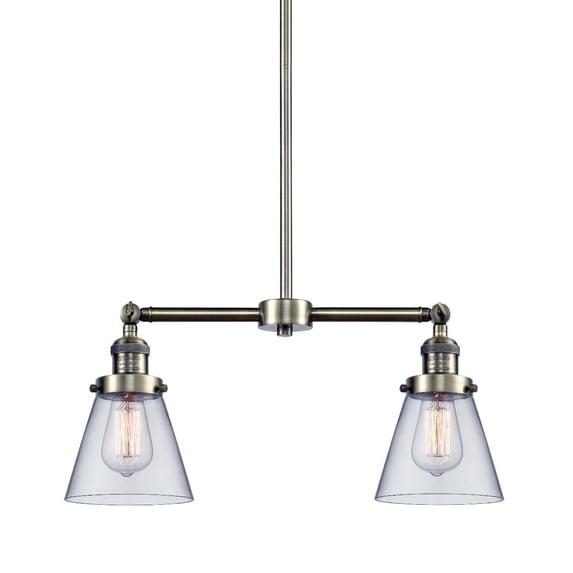 Innovations Lighting 209-AB-G62 Small Cone 2 Light 21" Wide Linear Chandelier - Brass