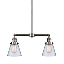 Innovations Lighting 209 Small Cone Small Cone 2 Light 21" Wide Linear Chandelier - Brass