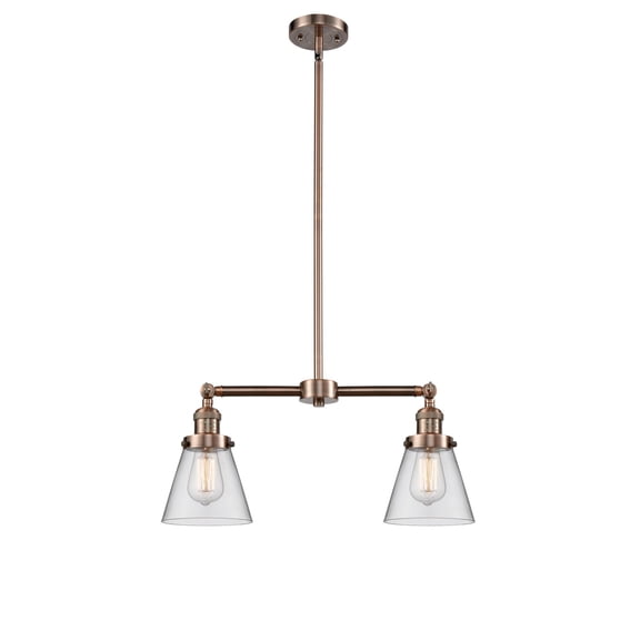 Innovations Lighting 209-AC-G62 Small Cone 2 Light 21" Wide Linear Chandelier - Copper