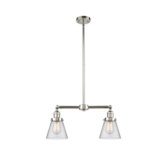 Innovations Lighting 209-PN-G62 Small Cone 2 Light 21" Wide Linear Chandelier - Nickel