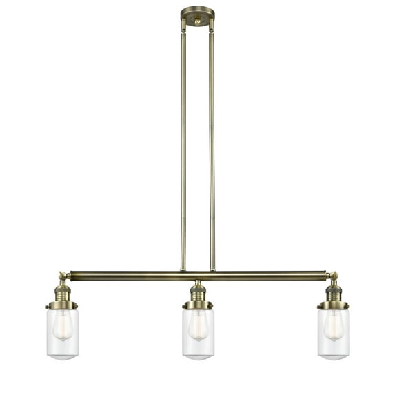 Innovations Lighting 213-S Dover Dover 3 Light 37" Wide Linear Chandelier - Brass