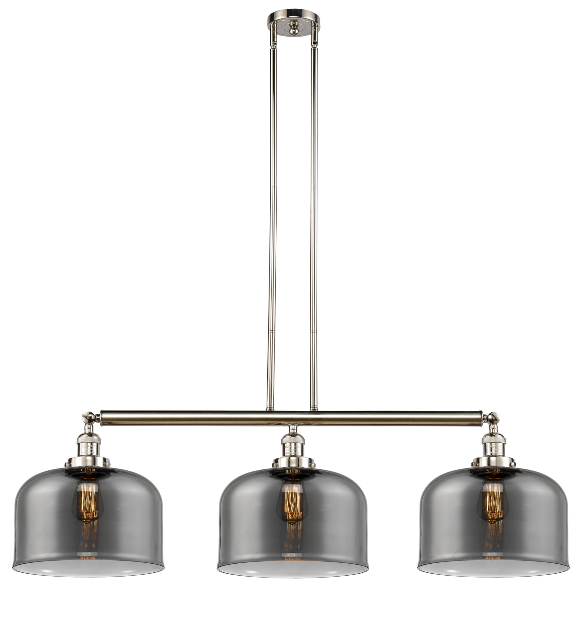 Elegant Nickel and Crystal 3-Light Linear Chandelier, 42" Wide