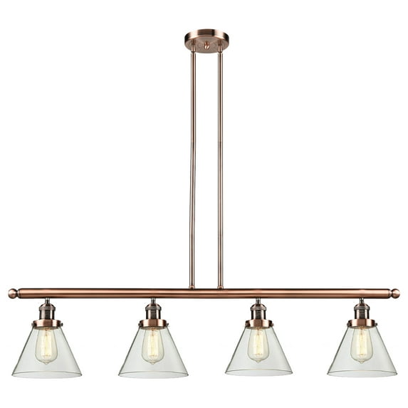 Innovations Lighting 214-S Large Cone Cone 4 Light 52" Wide Commercial Linear Chandelier -