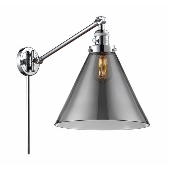 237-PC-G43-L-Innovations Lighting-Cone - 1 Light Swing Arm Wall Sconce In Industrial Style-16 Inches Tall and 12 Inches Wide-Polished Chrome