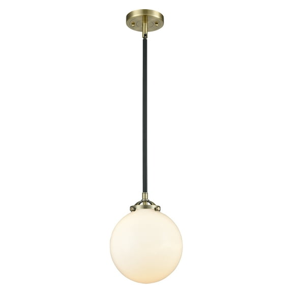 Innovations Lighting 284-1S-8 Beacon 1 Light 8" Wide Mini Pendant - Black / Antique Brass