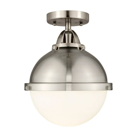 Innovations Lighting  Nouveau 2 Hampden - 1 Light 9" Semi-Flush Mount Matte White/Brushed Satin Nickel