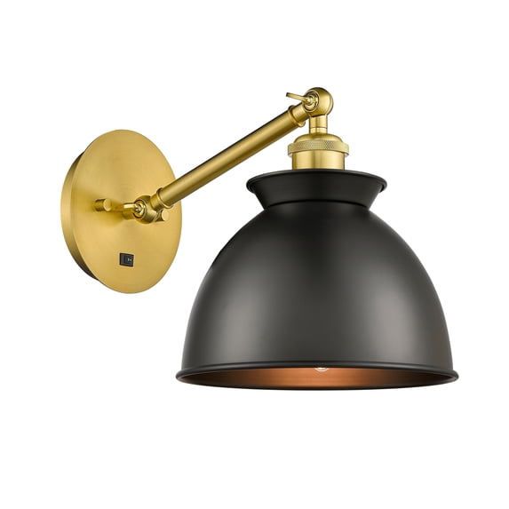 Innovations Lighting 317-1W-SG-M14-BK Adirondack 12" Tall Wall Sconce - Satin Gold / Matte
