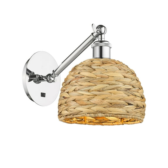Innovations Lighting 317-1W-12-8 Woven Rattan Sconce Woven Rattan 12" Tall Wall Sconce -