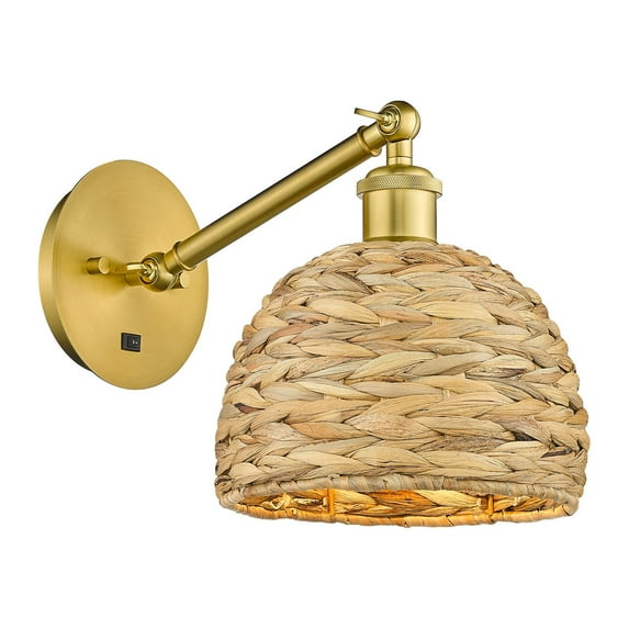 Innovations Lighting 317-1W-12-8 Woven Rattan Sconce Woven Rattan 12" Tall Wall Sconce -