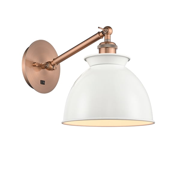 Innovations Lighting 317-1W-AC-M14-W Adirondack 13" Tall Wall Sconce - Antique Copper /