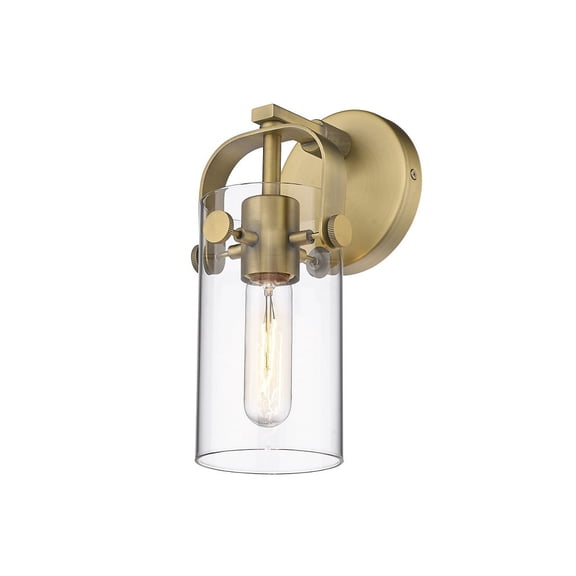 423-1W-BB-4CL Innovations Lighting Pilaster - 3.5W 1 LED Wall Sconce In Industrial Style-10.5 Inches Tall and 4.5 Inches Wide-Brushed Brass Finish