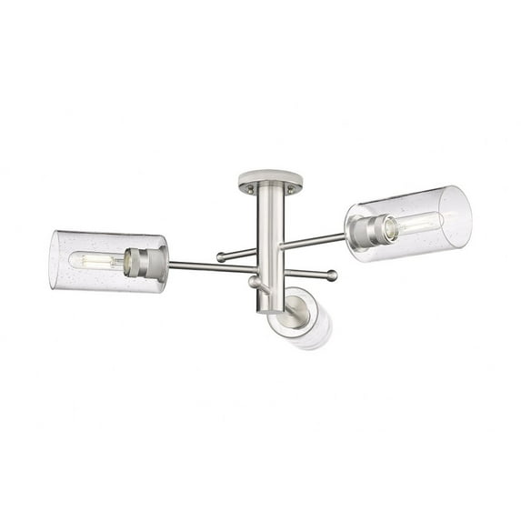 434-3F-SN-G434-7SDY-Innovations Lighting-Crown Point - 3 Light Flush Mount In Industrial Style-10.13 Inches Tall and 29.38 Inches Wide-Satin Nickel