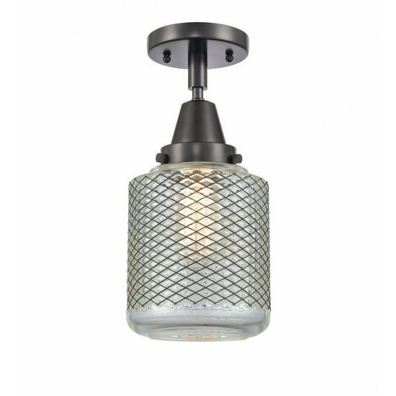 Innovations Lighting 447-1C-BK-G262 Stanton - 1 Light Flush Mount Matte Black Finish with Clear Wire Mesh Glass