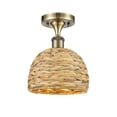 thumbnail image 1 of Innovations Lighting 516-1C-AB-RBD-8-NAT Woven Rattan 8" Wide Semi-Flush Ceiling Fixture -, 1 of 2