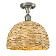 Innovations Lighting 516-1C-SN-RBD-12-NAT Woven Rattan 12 Wide Semi-Flush Ceiling Fixture